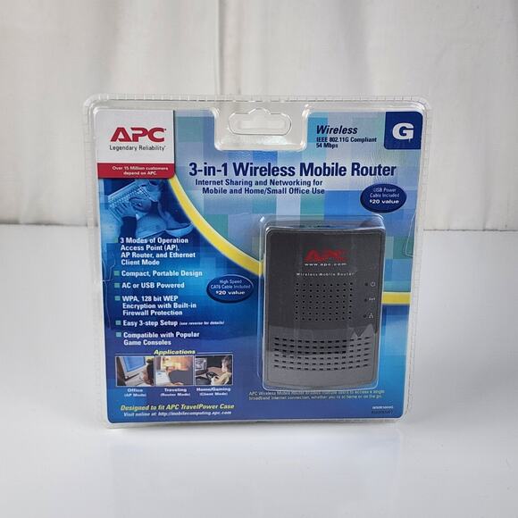 APC WMR1000G 54 Mbps 3-in-1 Wireless Mobile G Router Brand New Sealed - Picture 1 of 7